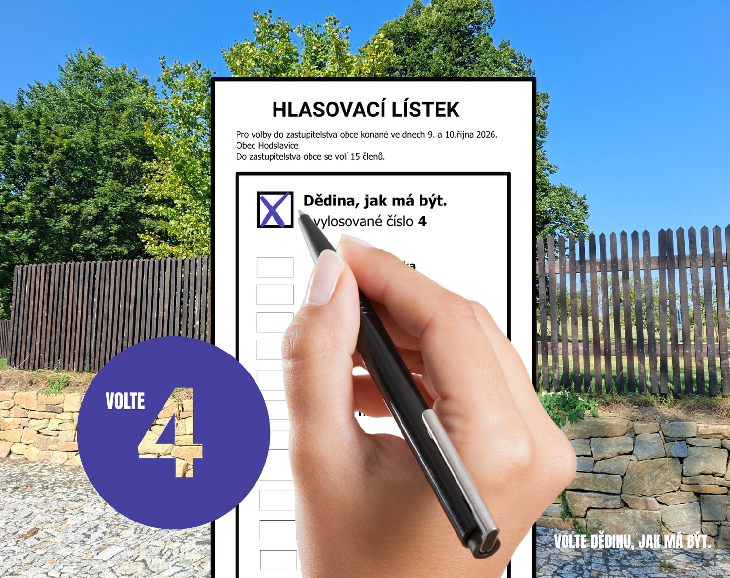 Stačí jeden velký křížek. Tím nám dáte svých 15 hlasů. Děkujeme.